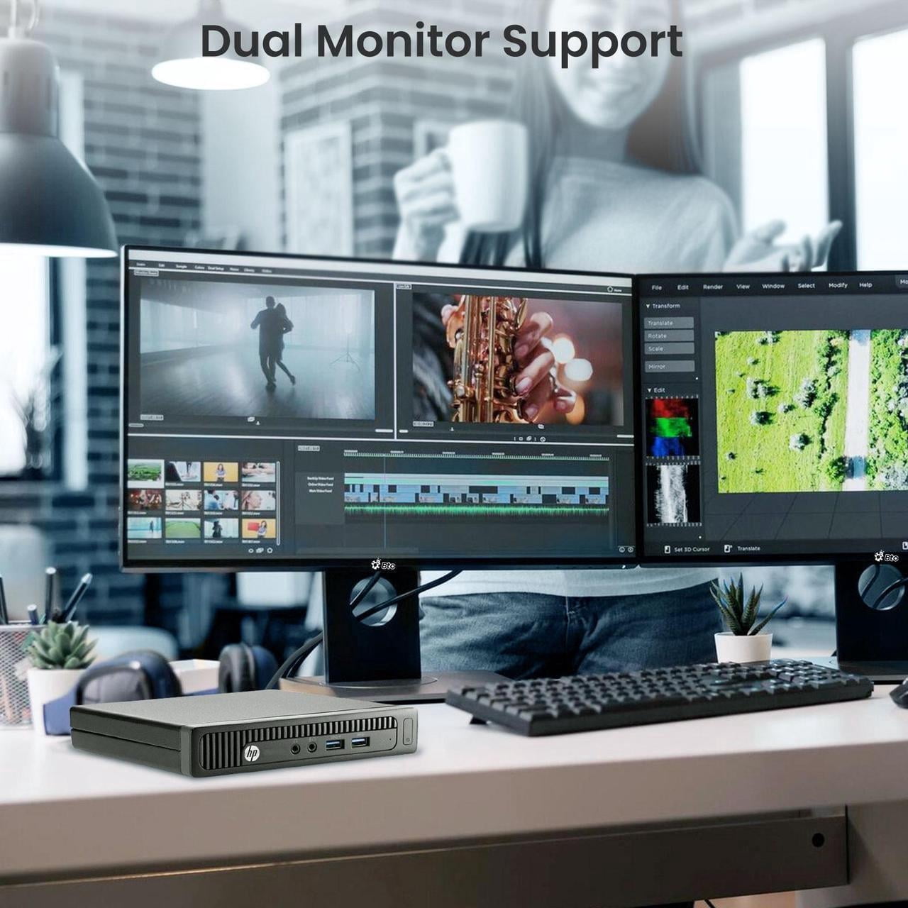 Restored HP EliteDesk G2 Mini Desktop PC Intel Quad-Core i5-6500T, 16GB Ram, 512GB NVMe SSD, New 24 inch Monitor, Built-in WiFi, Wireless Keyboard & Mouse, Windows 11 Pro (Refurbished)