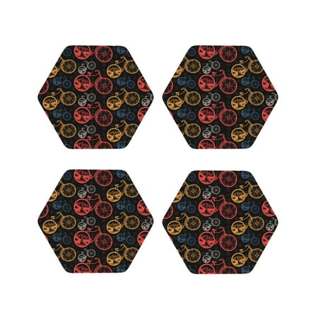 

Tideii Compass And Mountains In Bicycle Wheels1 for Leather Coasters 4 Pieces Anti-fouling and Anti-scalding Decorative Coasters Suitable for Restaurants Kitchens Coffee Shops-Hexagon
