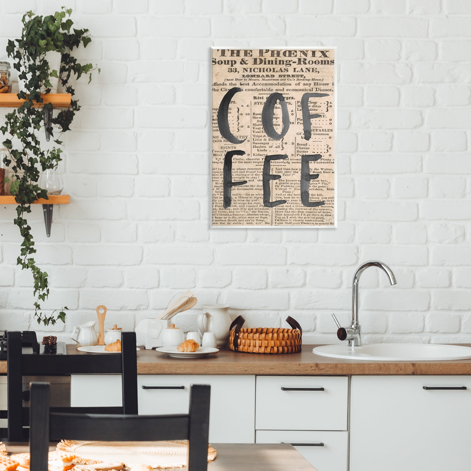 Stupell Industries Vintage Coffee Newspaper Wall Plaque Art, design by Lucille Price