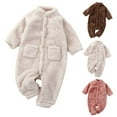 thumbnail image 4 of Otqutp Baby Winter Fleece Jumpsuit Toddler Unisex Crewneck Flannel Onesie Romper Sherpa Fuzzy Furry Snowsuit with Pocket, 4 of 4