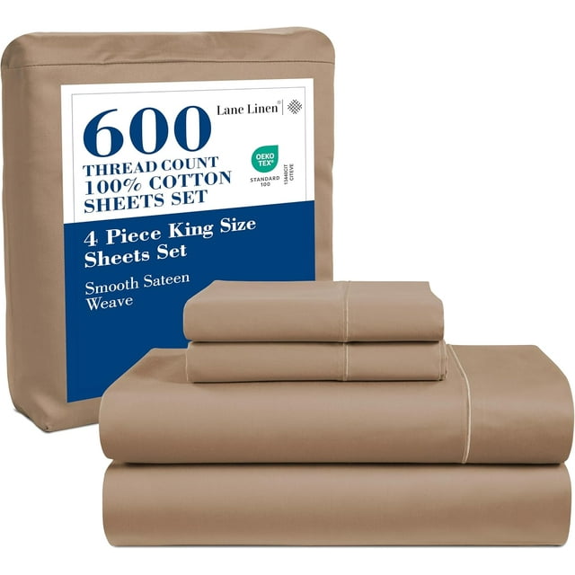 Softest Cotton Sheets Double Sheet Set Pc Set Thread Count Sateen Bedding Deep Pocket Sheets Cooling Sheets Double Size Sheets Breathable Bed Set ()