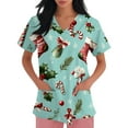 thumbnail image 6 of Garbnen Scrubs for Women Tops Merry Christmas Womens Scrubs Short Sleeve V Neck Santa Claus Print Nurse Uniforms with Pockets, 6 of 6
