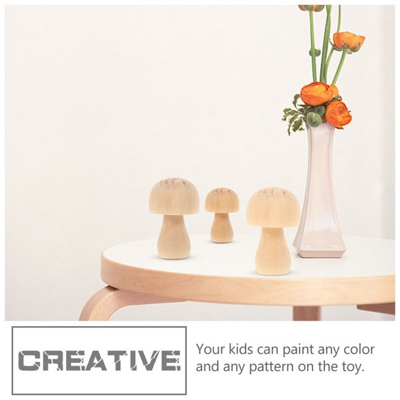 FENGGUIQU 4Pcs Diy Ornaments Wood Cutout Mushroom Shape Childrens Handicraft Khaki 3.1X2.6X2.6in