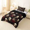 thumbnail image 2 of Feelyou Boho Skull Red Rose Twin Comforter Sets, Spooky Vintage Church Scene Bedding Set, Black, Black Reversible, 2-Piece, 1 Comforter and 2 Pillowcases, 2 of 7