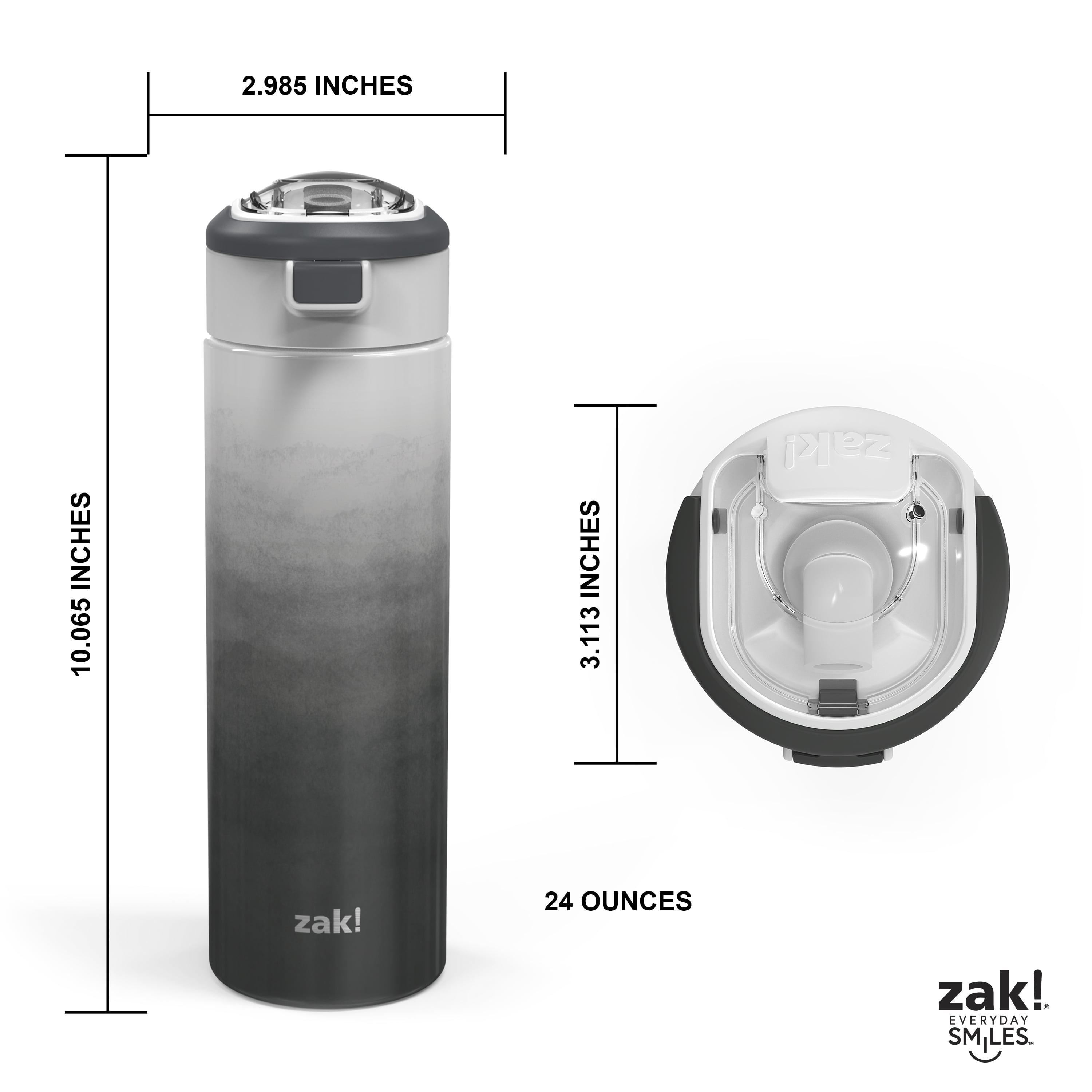 Zak Designs 24 Ounce Stainless Steel Water Bottle, Ombre Bluebell 