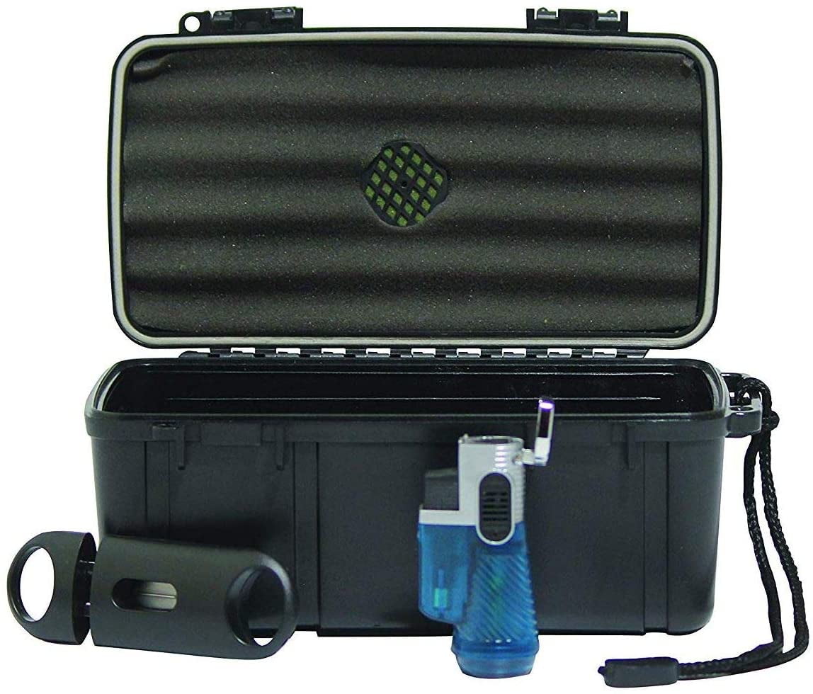 FESS Trident Medium Gift Set Holds up to 15ct Travel Cigar Humidor