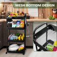 thumbnail image 2 of 4 Tier Rolling Cart, Metal Rolling Cart with Wheels with 3 Hanging Cups & 4 Hooks, Utility Cart, Multifunctional Storage Cart Organizer for Bathroom, Kitchen, Living Room, Office, Black, 2 of 14