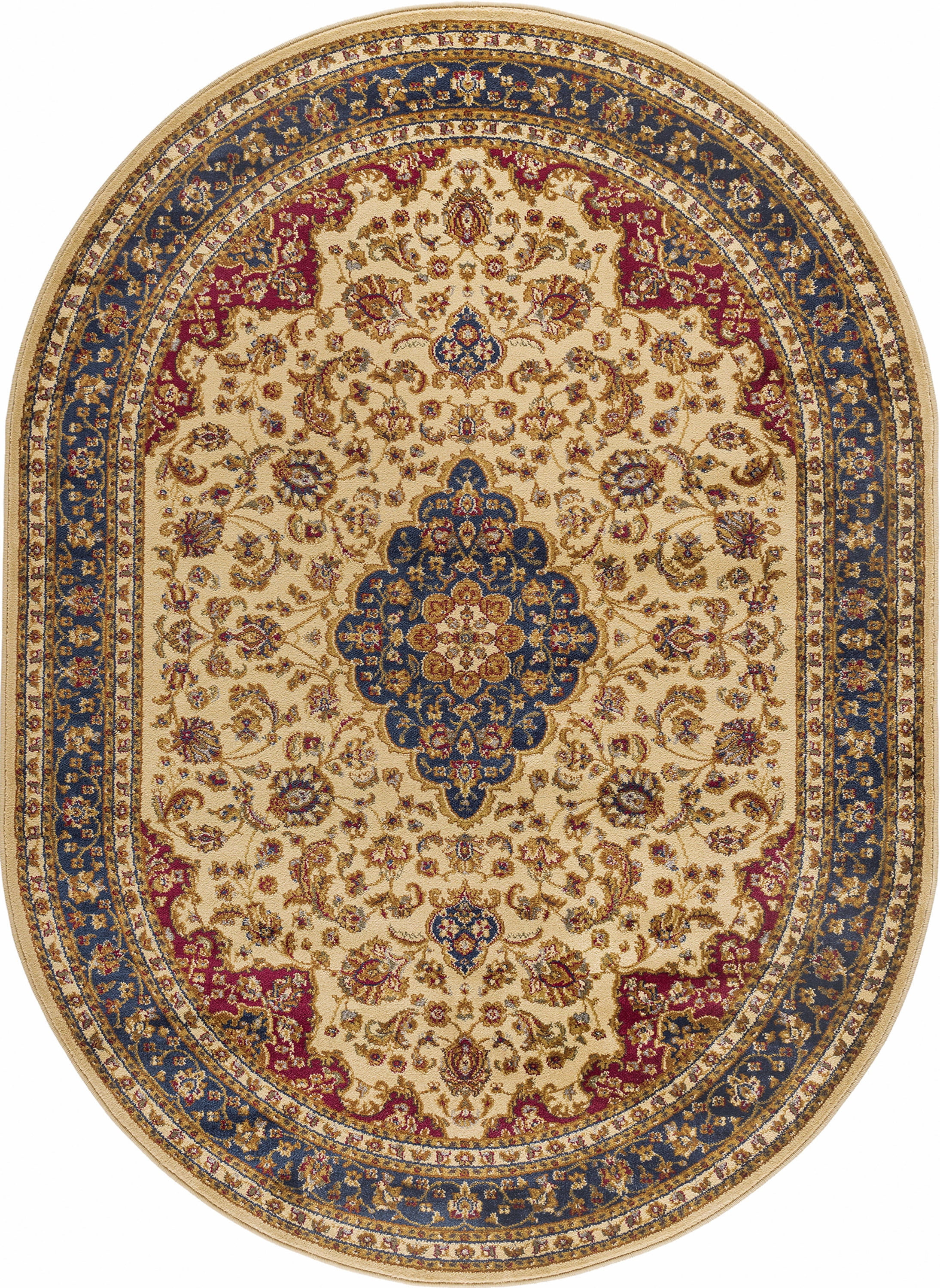 Sensation Transitional Ivory and Scarlet Indoor Area Rug, 6.7' x 9.6' Oval