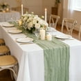 thumbnail image 3 of 6 Pack 9.8FT Sage Green Cheesecloth Table Runner, Rustic Sheer Gauze Fabric Tablecloth, Boho Decoration for Wedding Birthday, 3 of 7