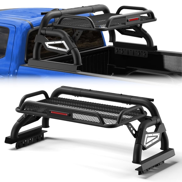 POFENZE Truck Roll Bar with Cargo Carrier Basket for Mid-Size Pickup Trucks – Compatible with Toyota Tacoma, Chevy Colorado & GMC Canyon
