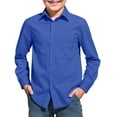 thumbnail image 2 of Back to School Boys Shirt Long Sleeve Collared Button Down Solid T Shirts Basic Preppy Causal Breathable Dress Shirts, 130, 2 of 5