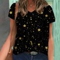 thumbnail image 2 of Blusa de camiseta informal con estampado de manga corta y cuello en V de verano para mujer a la moda Fridja  bn5970, 2 of 5