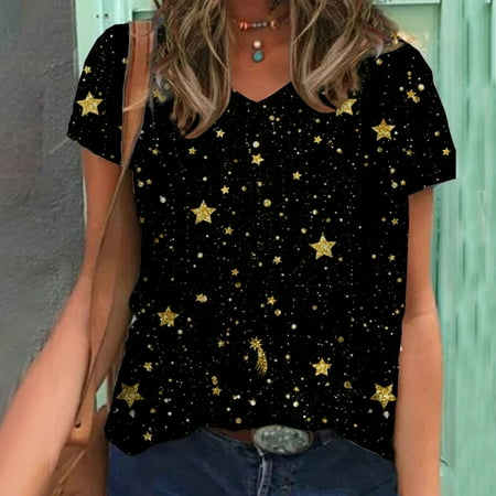 

uublik Women Short Sleeve Spring Summer New Fashion V Neck Seasonal