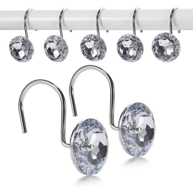 Ganchos para Cortina de Ducha WEIHJMXG Anillos de Cristal Acrílico 12 Piezas