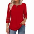 thumbnail image 4 of Ronuti Womens 3/4 Sleeve Tops Ladies Blouses Crew Neck T Shirts for Women Loose Fit Tunic Tops, 4 of 9