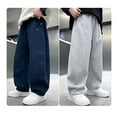 thumbnail image 5 of XIYNBAOK Boys Baggy Sweatpants Wide Leg Baggy Pants Open Bottom Athletic Trackpants Kids Girls Elastic Waist Plain Sportswear Casual Preppy Clothes, 5 of 8