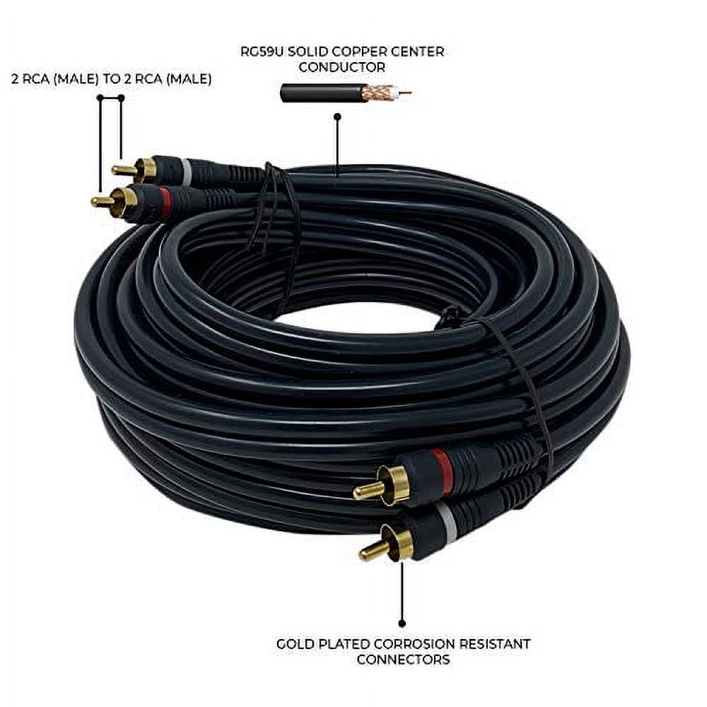 iMBAPrice  2RCA Male to 2RCA Male Home Theater Audio Cable - 25 Feet - Black - image 3 of 4