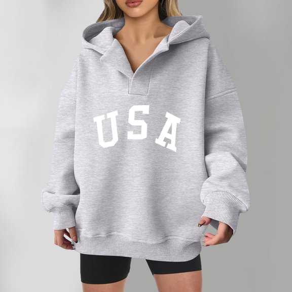 Women Fashion Letter Pattern Neck Hooded Long Sleeve Casual Hoodie Loose Top Big And Tall Hoodie Zip Hooded Jacket Women Women Zip up Sweatshirts Tall Womens Hoodie Long Sweatshirt Hoodie Snap Hoodie