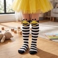thumbnail image 4 of Kids Bee Knee High Socks for Halloween, 3D Plush Bumblebee Costume Socks for Girls Toddlers, Black White Striped for Christmas Stocking Stuffers, Gag Gifts and Fun Holiday Gifts, 4 of 5