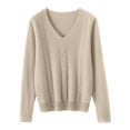 thumbnail image 4 of MVRLSH Women's Oversized Sweaters for Women Lightweight Wool Knit V Neck Long Sleeve Casual Loose Pullover Fall Fashion Tops Cardigan Sweater Brown - L, 4 of 6