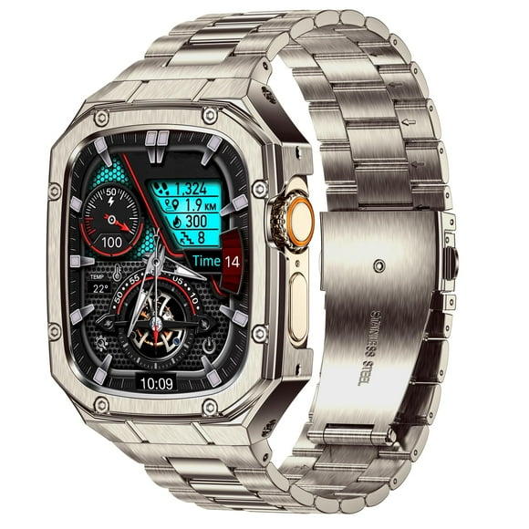 Correa de reloj con funda BAITEYOU de acero inoxidable para Apple Watch