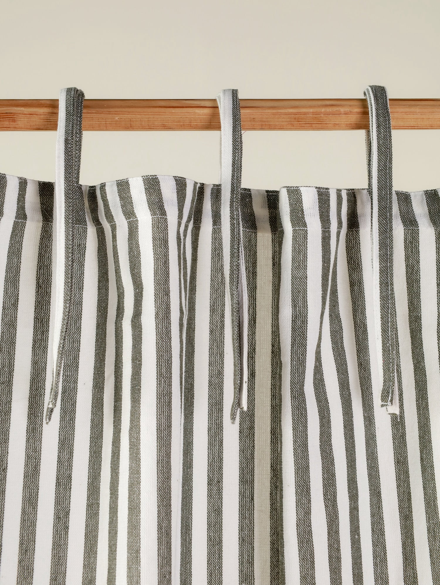 The Art Box Gauze Linen Striped Curtain Tie Top Green Window Curtain Panel Pack of 2 Curtain Set, 52" x 36"