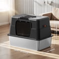 thumbnail image 5 of Fully Enclosed Cat Litter Box, Hooded Cat Litter Pan with Flip Entry Door, 50 x 35 x 35cm Overall Size, Stainless Steel Base 50 x 35 x 10cm, 5 of 5