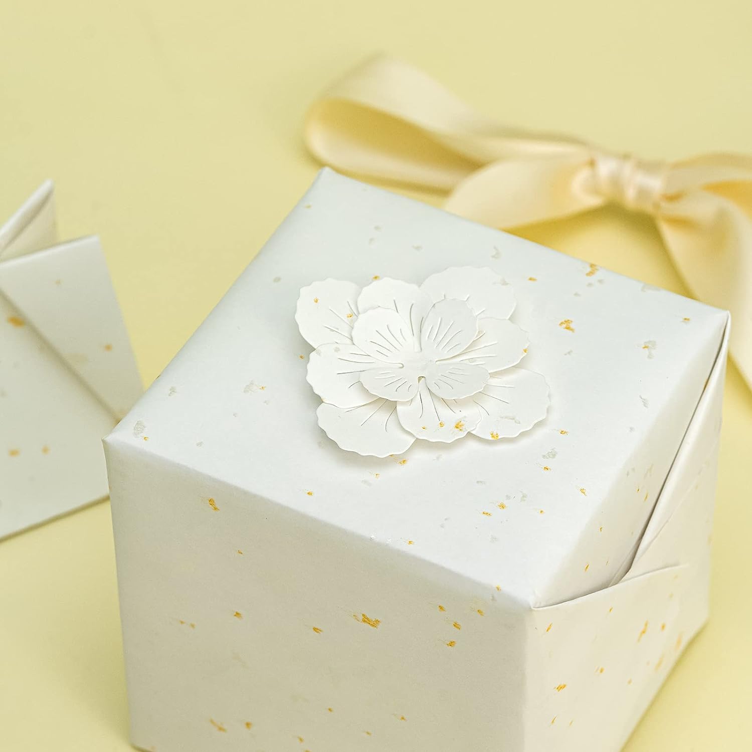 30 Inch Jumbo Ivory Wrapping Paper Roll - 30 Inch x 16.5 Feet - Ivory Gold Design with Silky Touch Perfect for Birthday, Holiday, Wedding, Baby Shower