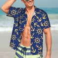 thumbnail image 5 of Picia Anchors and Nautical Gentle Cotton Regular Fit Short Sleeve Casual Hawaiian Shirt for Men-Large, 5 of 9