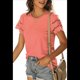 thumbnail image 3 of Camisetas de Corta con Encaje para Mujer, Blusas de Verano, Camisetas Informales Holgadas. Naranja Rojo M, 3 of 5