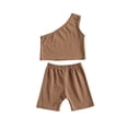 thumbnail image 3 of Sunloudy Ensemble de Mode pour Filles Enfants 2 Pcs Haut à une Épaule + Shorts, 3 of 7