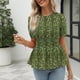 thumbnail image 3 of Blusa floral fruncida con estampado de manga corta, blusa fruncida de moda para mujer y niña, 3 of 8