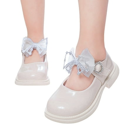 

RUICUW Children Shoes Comfortable Soft Soled Thick Heeled Sandals Fashionable Toe Bow Princess Sandals 11-11.5 Years