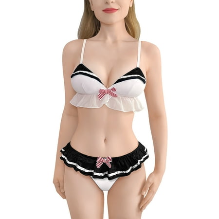 

Littleforbig Bikini Bra Panties Set Women’s Female Magical Girls Black M