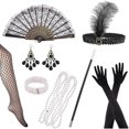 thumbnail image 1 of Accesorios para mujer estilo flapper de los años 20, conjunto de accesorios para disfraz de Gatsby retro, diadema estilo flapper de los años 20, collar de perlas, pulsera, pendientes, guantes, C, 1 of 1