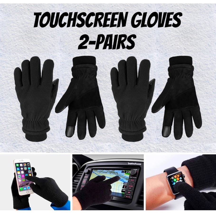 Deerskin Leather Cold Weather Thermal Glove for Men and Women OZERO 30 ℉ Winter Gloves with Touch Screen Finger and Heated Febrile Lining 