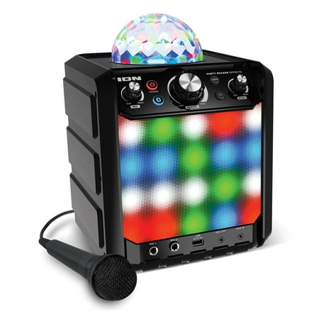 ION Audio Party Rocker Effects Black - Bluetooth Speaker with Light Show and Microphone