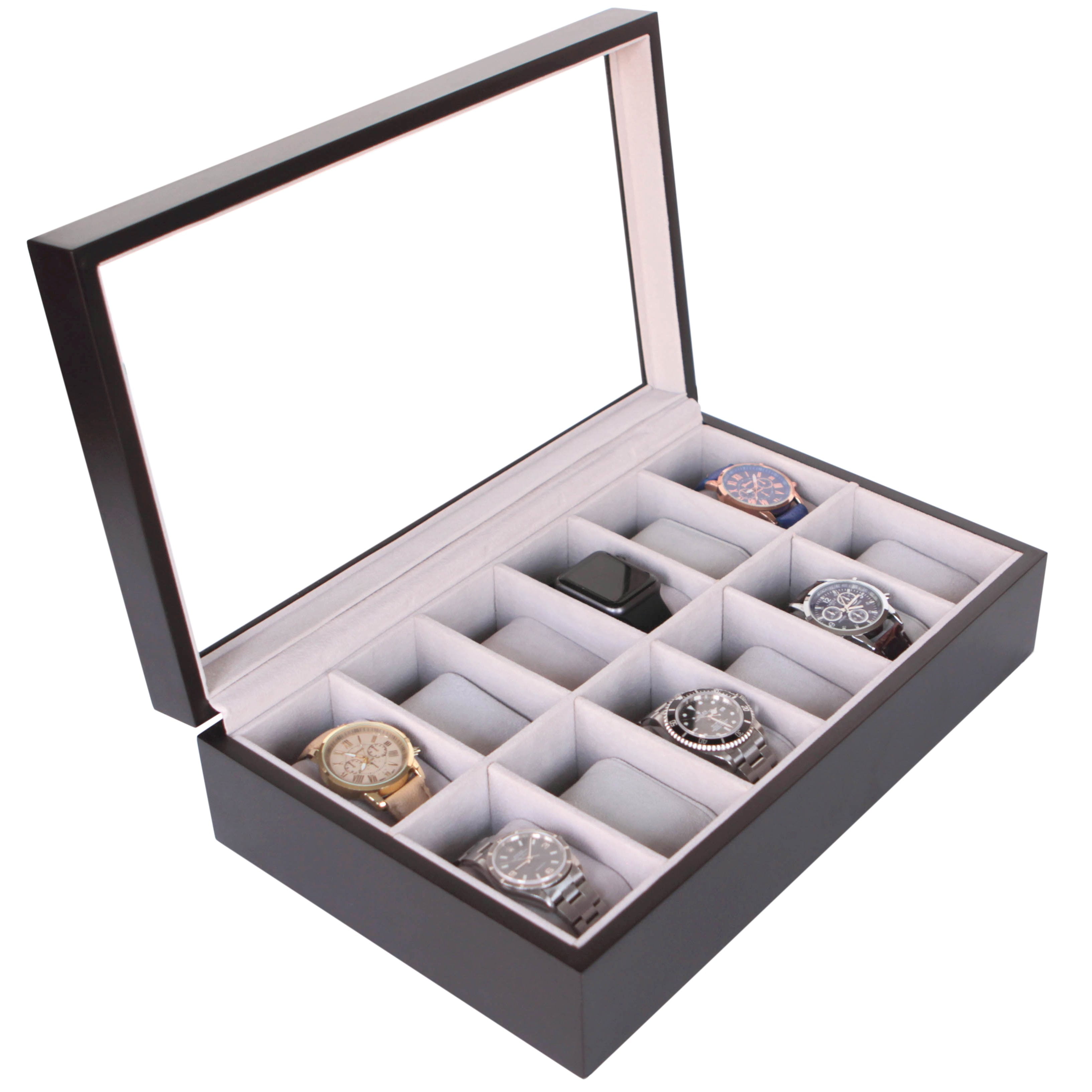 Solid Espresso (Brown) Wood Watch Box - 6 Slot