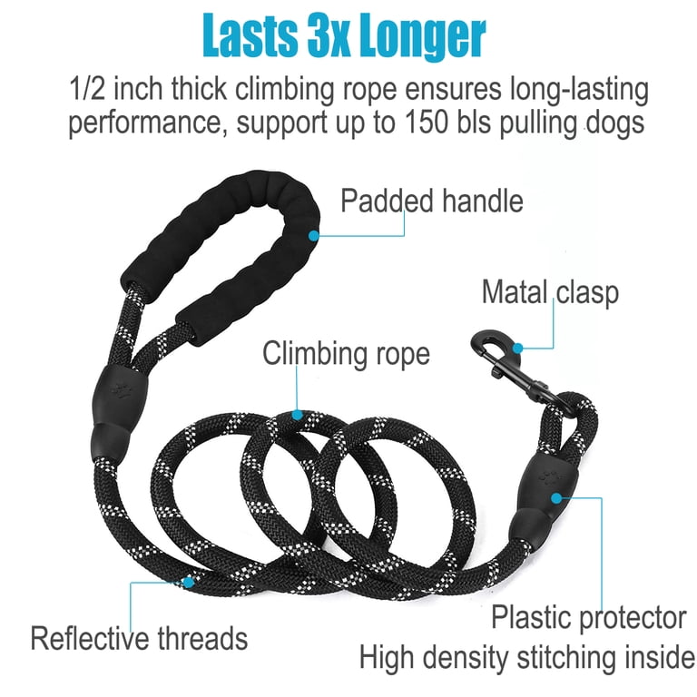 Dinosam Double Dog Leash, No-Tangle Black photo 2