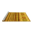 thumbnail image 2 of Ahgly Company Machine Washable Indoor Round Abstract Yellow Modern Area Rugs, 5' Round, 2 of 4