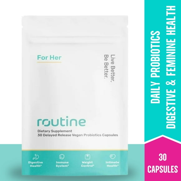 ROUTINE Women's Daily Probiotics for Digestive and Feminine Health - 24 Billion CFU 30 Capsules - Dairy Free Organic Probiotics for Women (Refill)