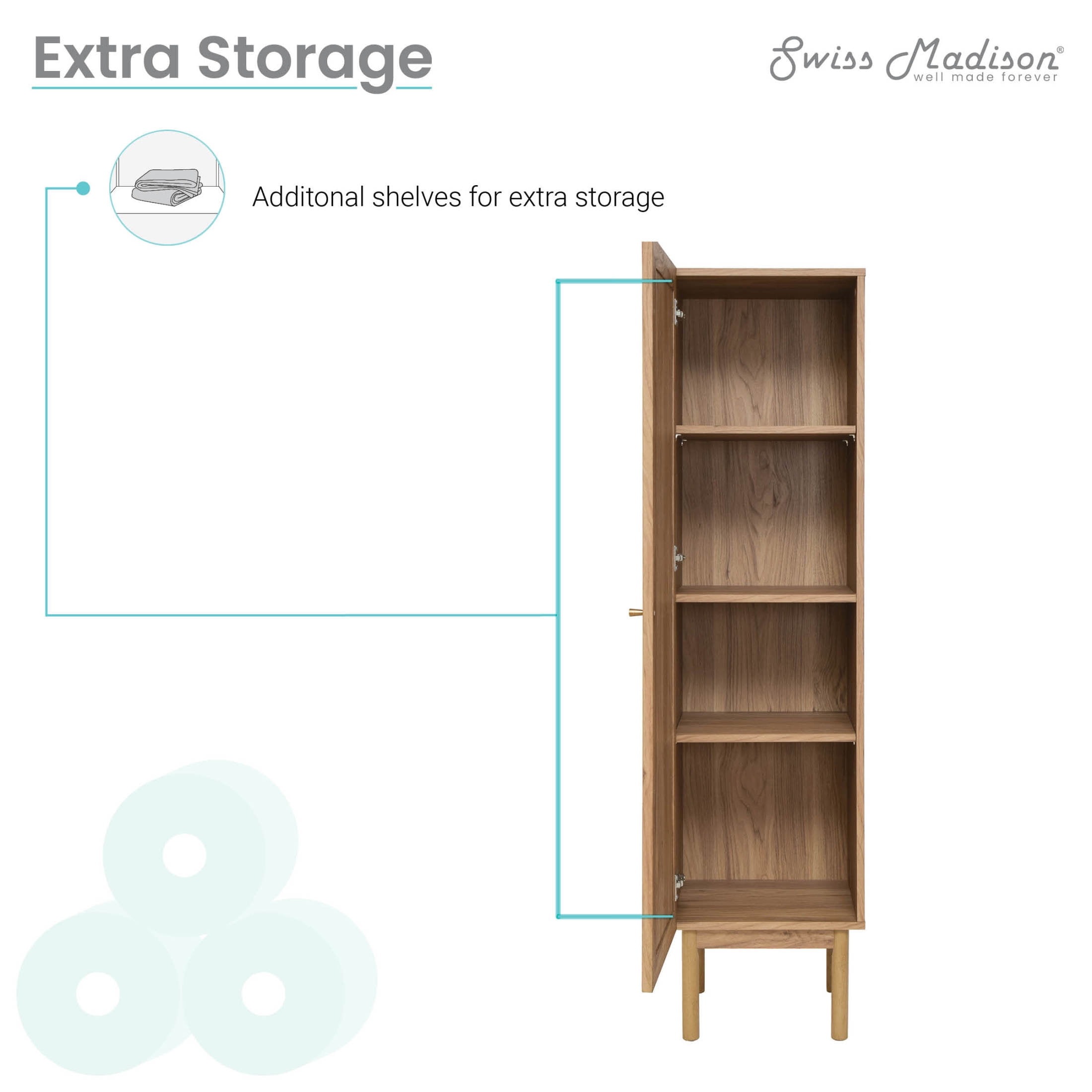 Classe Freestanding Linen Cabinet 60-Inch Toppan Oak