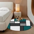 thumbnail image 2 of Abstract Green Grey Round Area Rug 3.3Ft Washable Circle Rugs for Dining Room Table, Modern Geometric Color Blocks Non-Slip Carpet Floor Mats Indoor Outdoor Carpet Runner Aesthetic Home Decor, 2 of 8