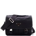 thumbnail image 1 of Pre-Owned Double Buckle Flap Messenger Bag Re-Nylon with Saffiano Medium By Rebag, 1 of 7