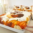 thumbnail image 3 of Manfei Happy Thanksgiving Twin Sheet Sets,Cute Turkey Twin Fitted Sheet,Rustic Pumpkin Maple Flat Sheet For Girl Kids,Luxury Bedroom Decor,3 Pieces, 3 of 7