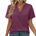 thumbnail image 6 of Prolriy Shirts for Women, Womens Tops Summer Short Sleeve V Neck Blouses Business Casual Loose Fit Tshirts Trendy Fashion Outfits Womens Tops Spring Summer Tops for Women Purple L, 6 of 8