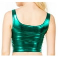 thumbnail image 2 of Sakkas Women's Stretchy Sleeveless Liquid Metallic Club Crop Tank Top Made in USA - Green - Large, 2 of 5