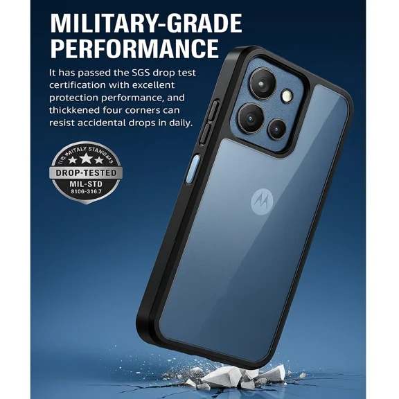 Starshop Moto G Power 2025 Case Phone Cover Shockproof Slim With Glass Screen - Black