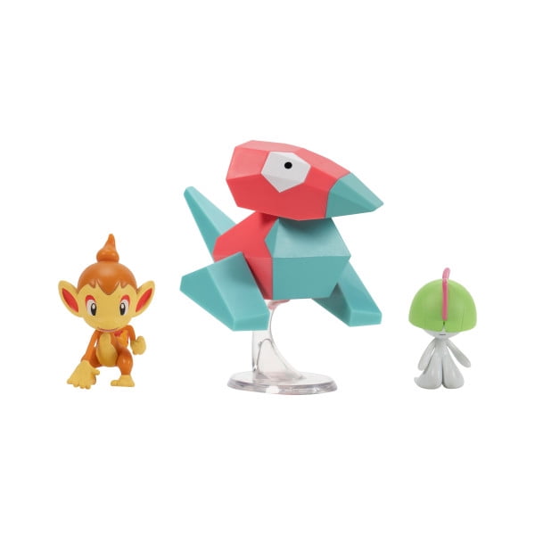 Pokemon Battle Figure 3 Pack - Features 2-Inch Chimchar and Ralts and 3-Inch Porygon with Stand Battle Figures