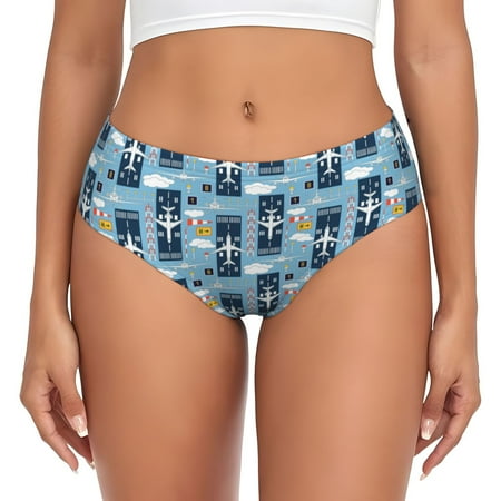 Womens Underwear - Airplanes and Aviation Signs No Show Seamless Underwear for Women  Soft Stretch Womens Panties  Hipster Ladies Panties Bikini Underwear Briefs